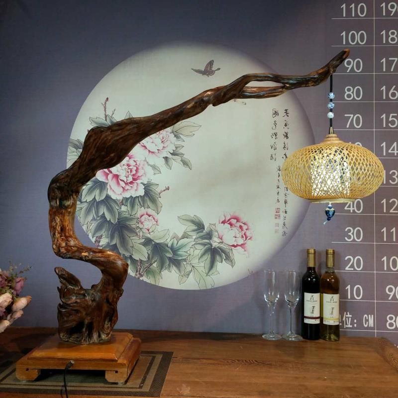 崖柏根雕燈飾落地?zé)襞_(tái)燈藝術(shù)燈80-26-86