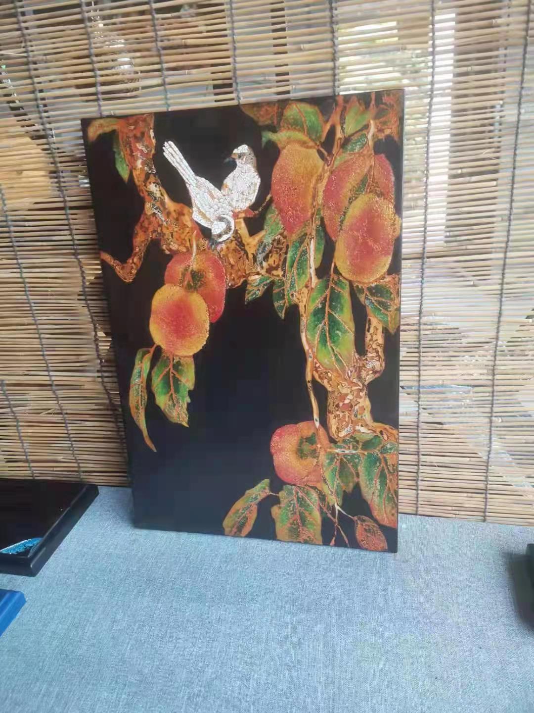 《碩果》漆畫　　尺寸:30X45cm