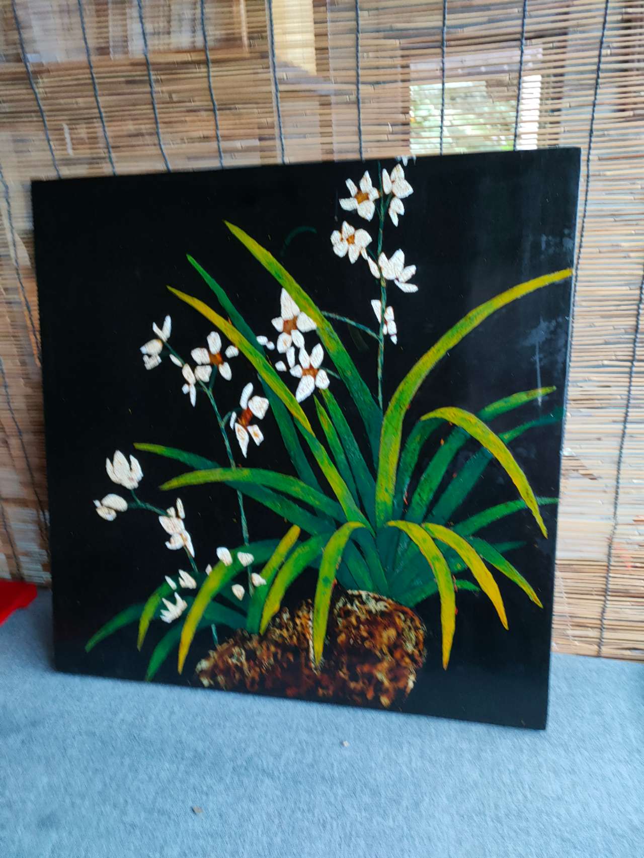 《蘭花》 漆畫　　尺寸:60X60cm