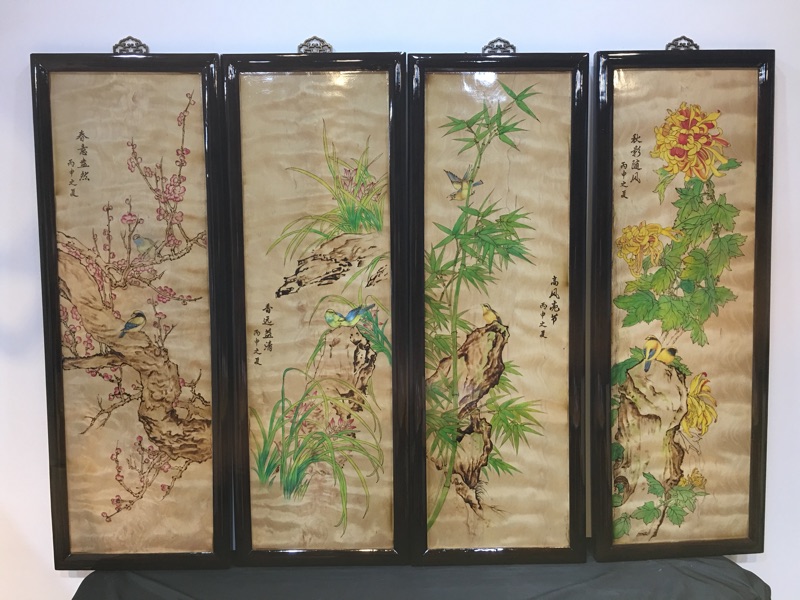 金絲楠木梅蘭竹菊畫120-42-3