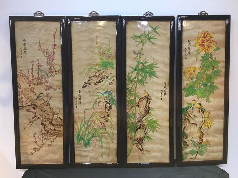 金丝楠木梅兰竹菊画120-42-3